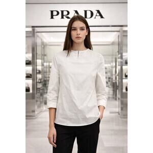 PRADA Blouse White Zipper Back 38